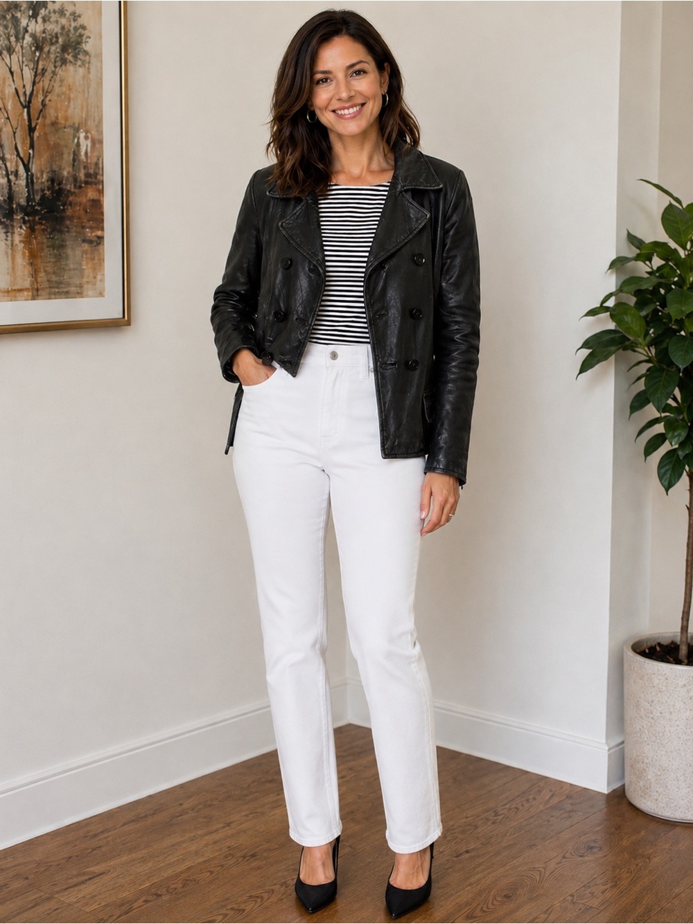 Vintage Sleek Black Leather Jacket